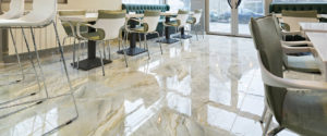 Polished natural stone floor